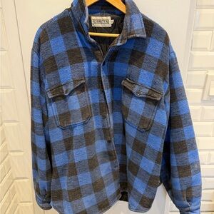 Dakota blue and black flannel checkered button-down jacket